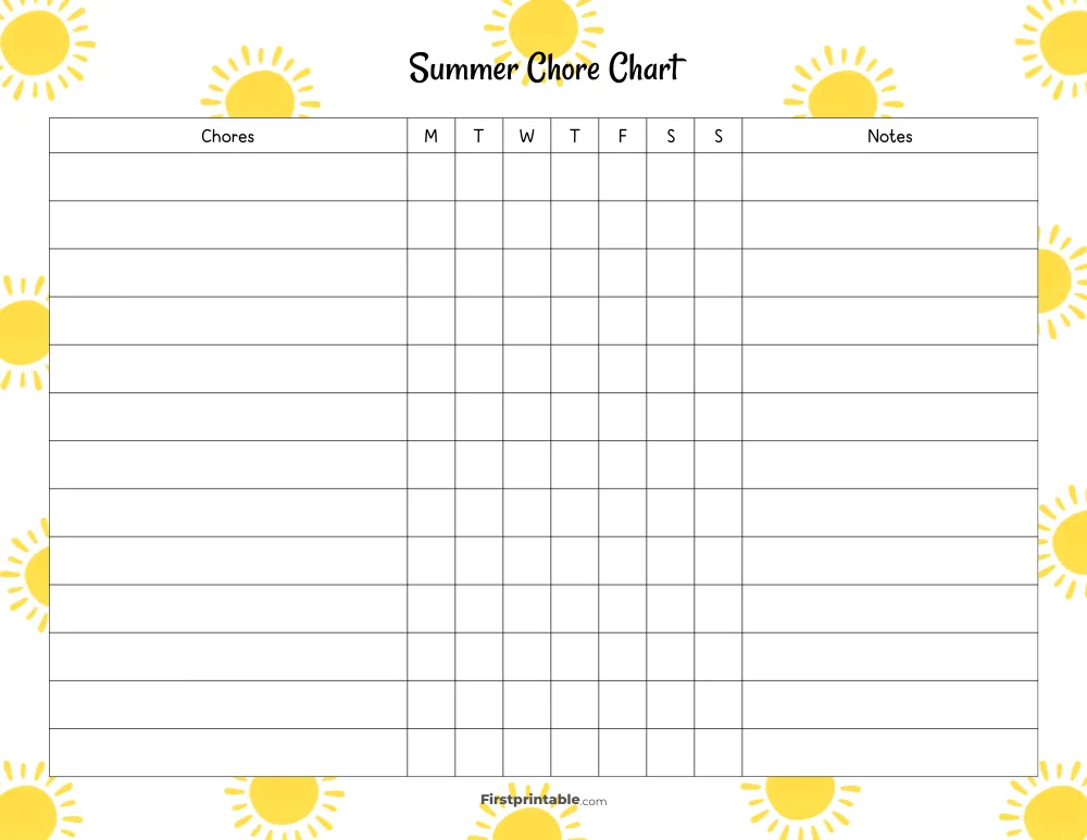 Chore Chart Template 22