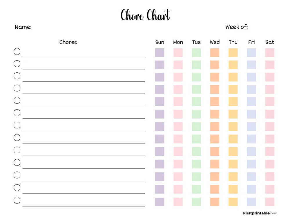 Chore Chart Template 24