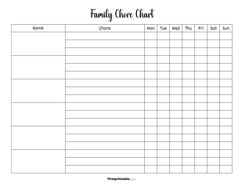 Chore Chart Template 29