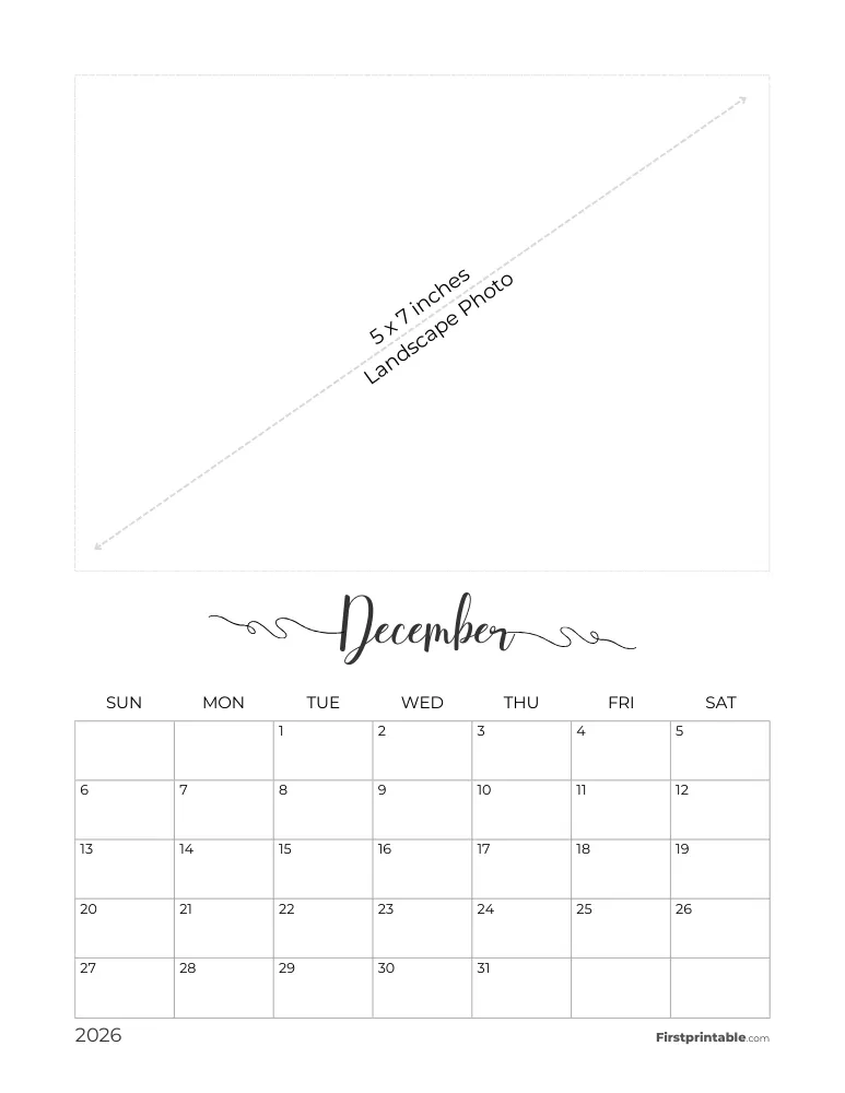 December 2026 Photo Calendar