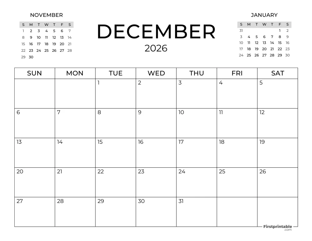 December Calendar 2026