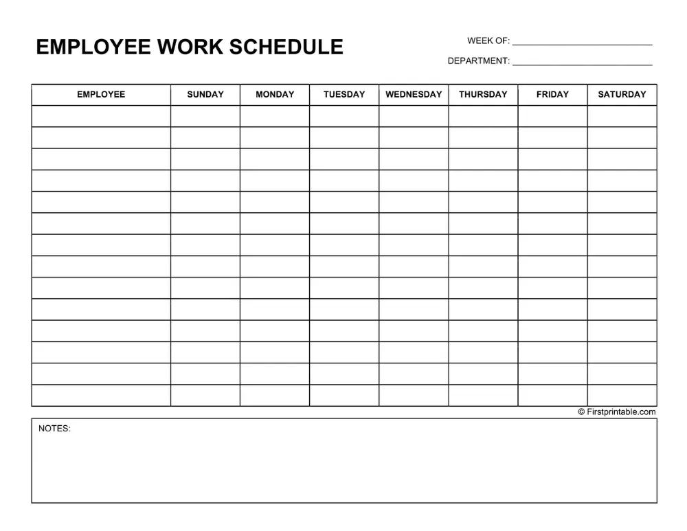 Employee Work Schedule Employee Work Schedule