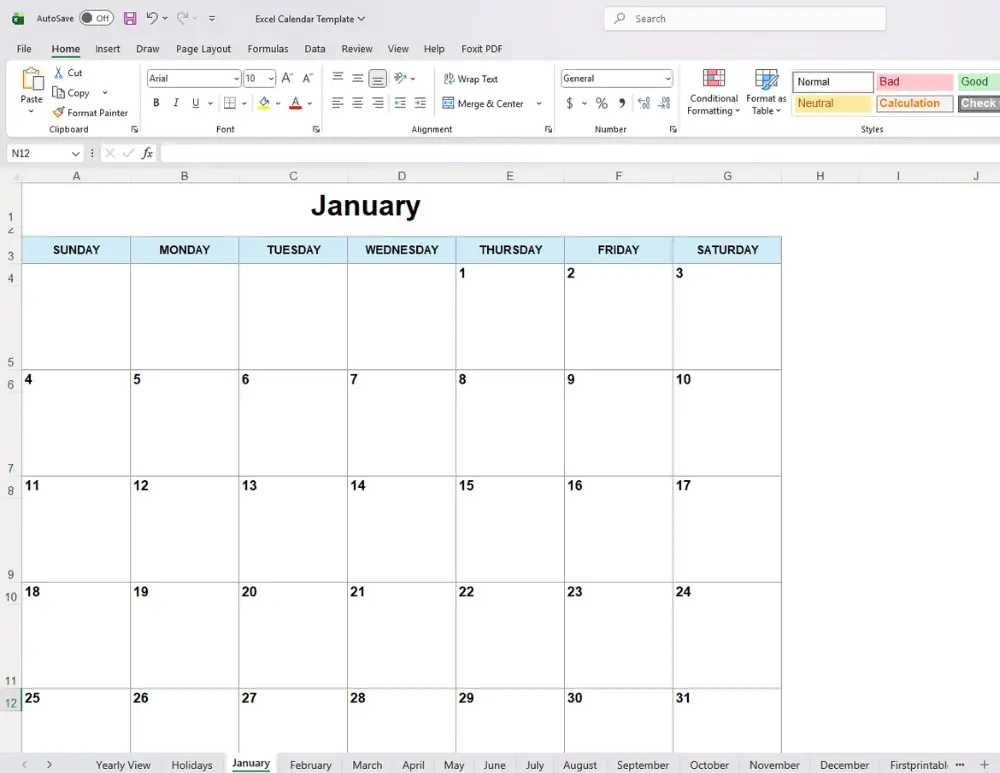 Excel Calendar Templates 01 Excel Calendar Templates 01