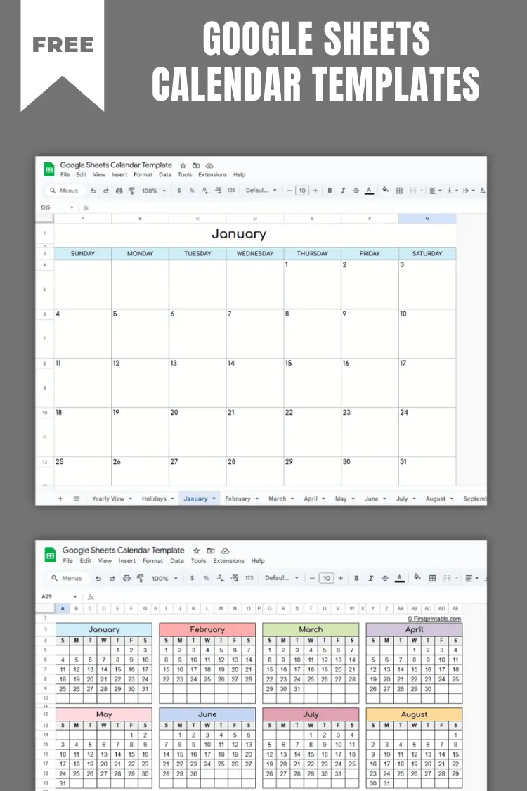 Free Google Sheets Calendar Templates