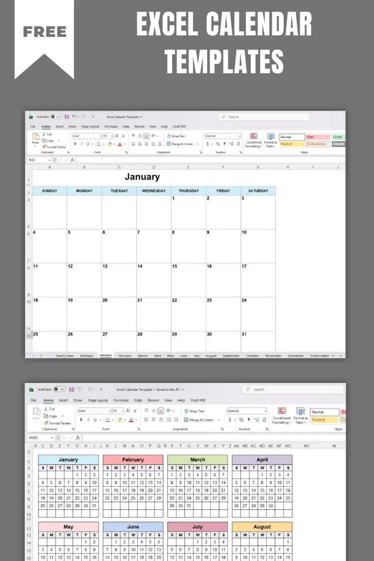 Free Excel Calendar Templates