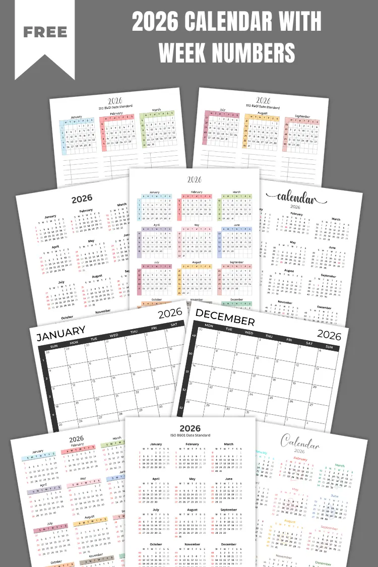 2026 Calendar with Week Numbers | Free PDF Printables