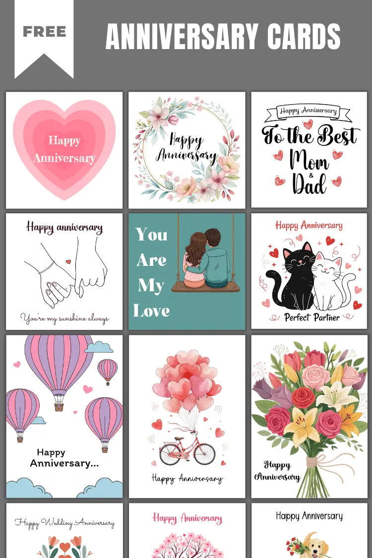 85+ Free Printable Anniversary Cards