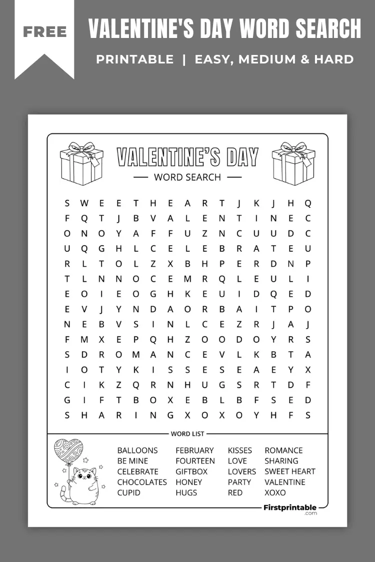 Valentine’s Day Word Search Puzzles | Free Printable