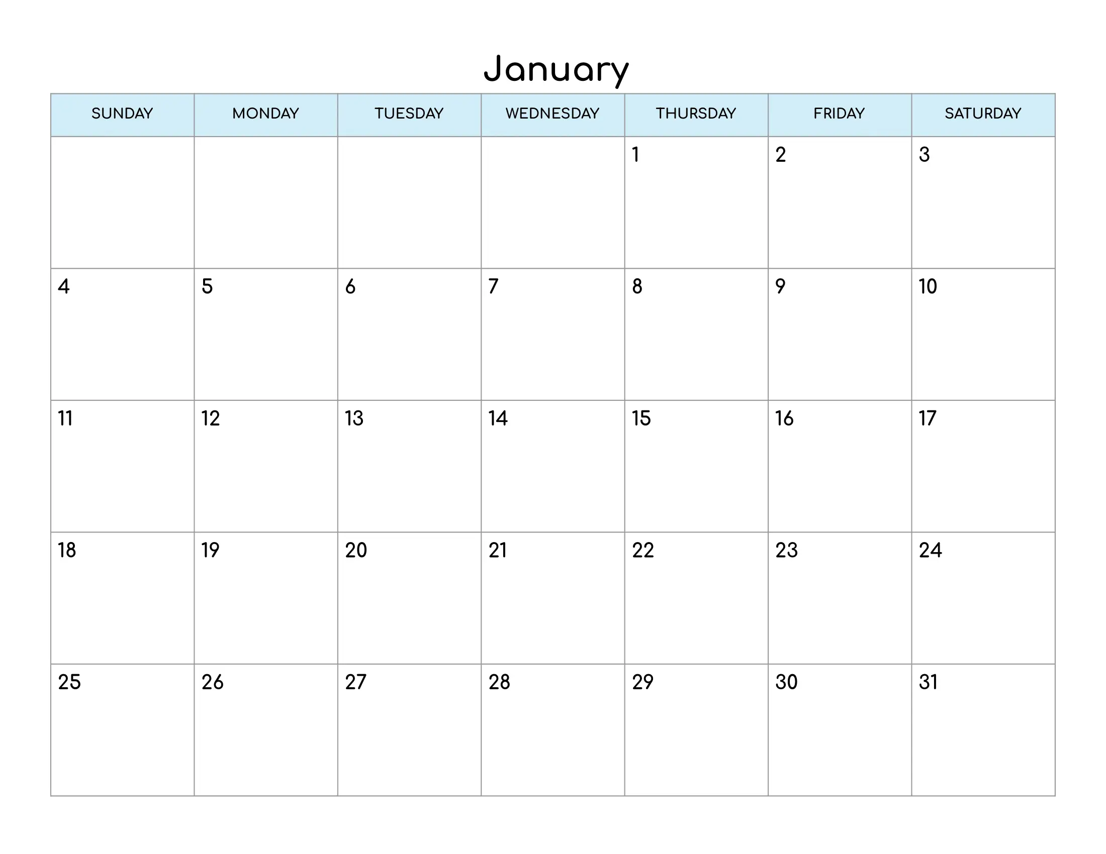 Google Docs Monthly Calendars Template