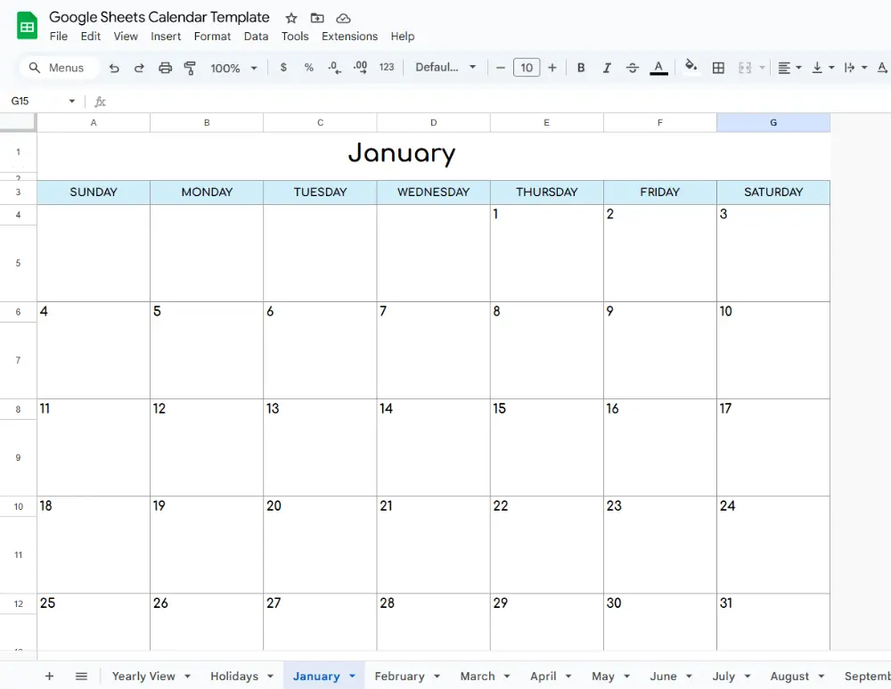 Google Sheets Calendar Templates 01 Google Sheets Calendar Templates 01
