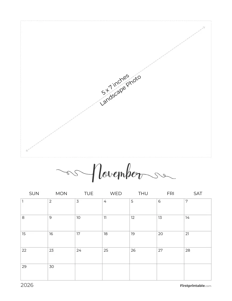 November 2026 Photo Calendar