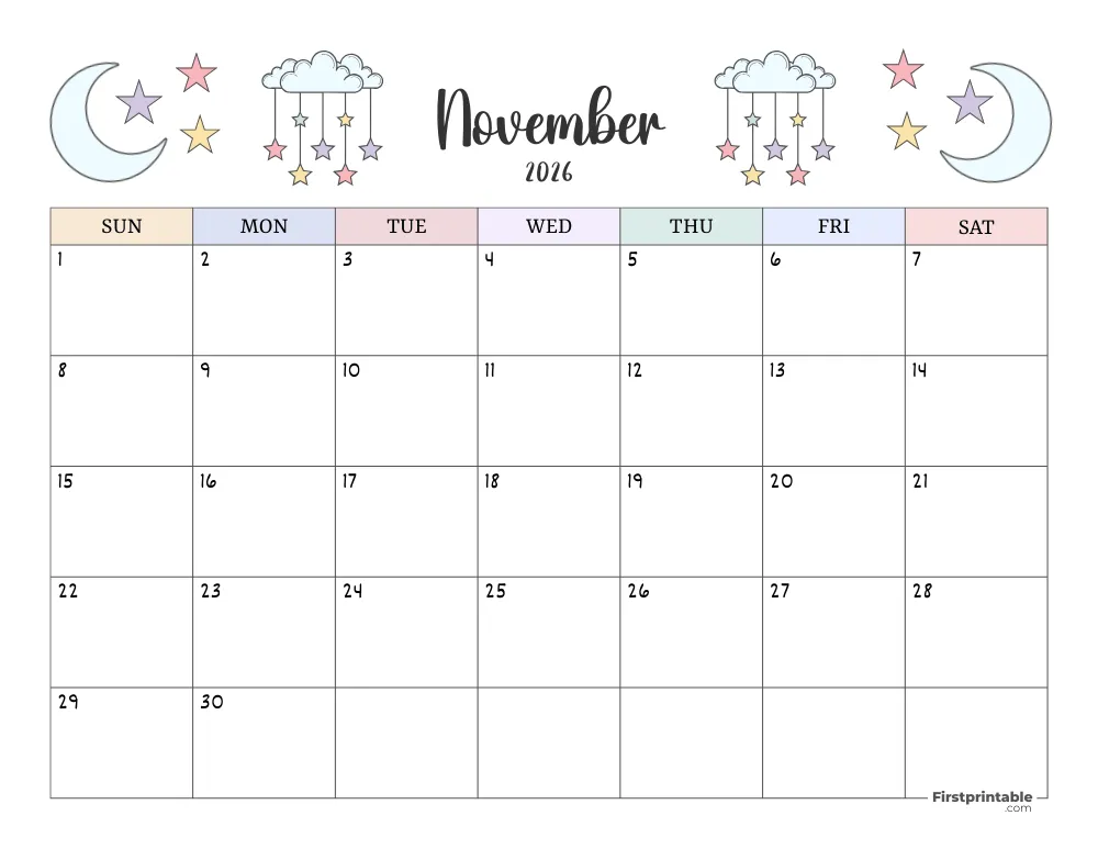 November 2026 Printable Calendar