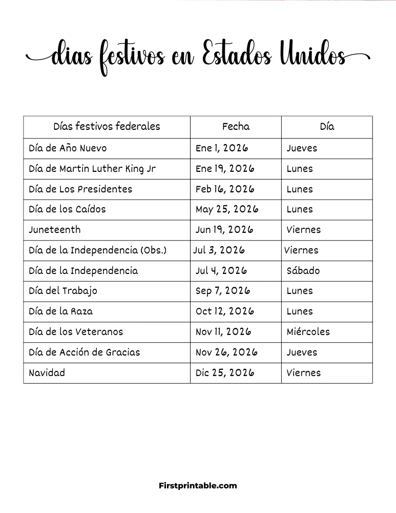 Plantilla de Días Festivos 2026 en Estados Unidos 05
