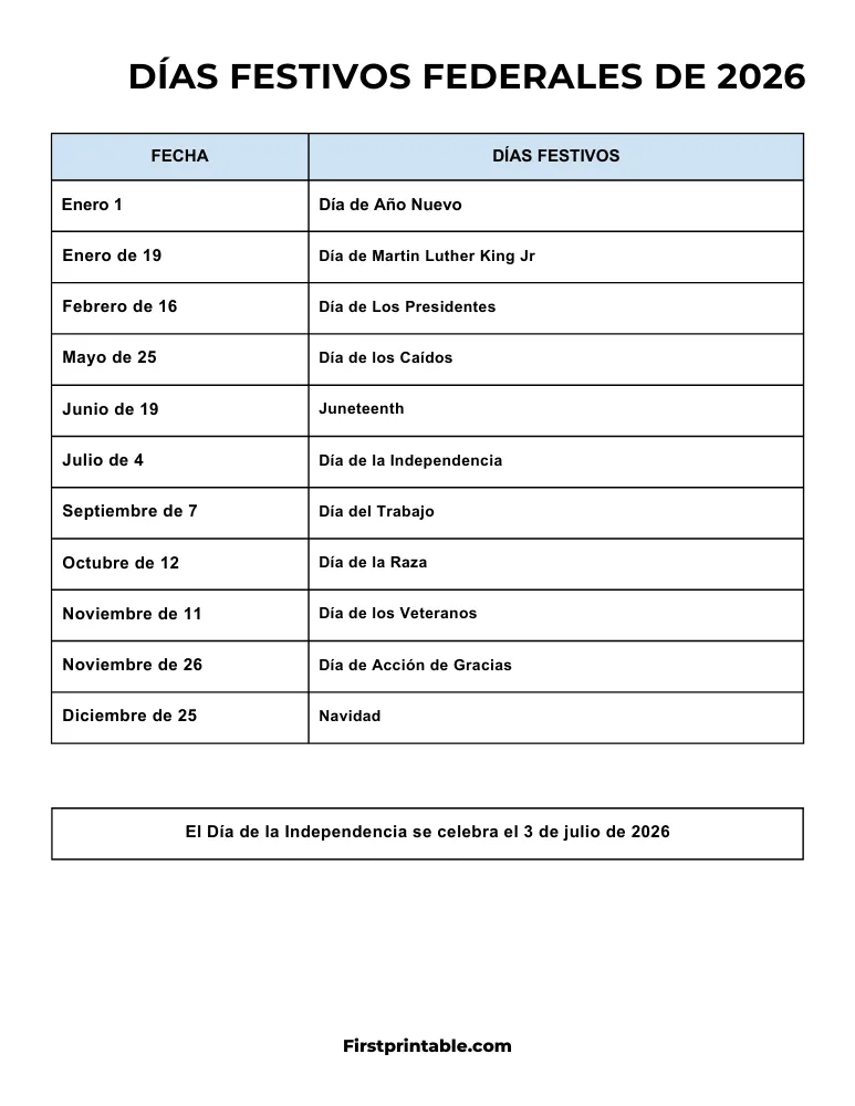 Plantilla de Días Festivos 2026 en Estados Unidos 07