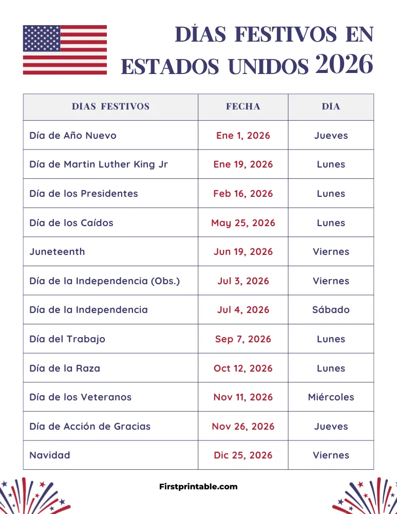 Plantilla de Días Festivos 2026 en Estados Unidos 08