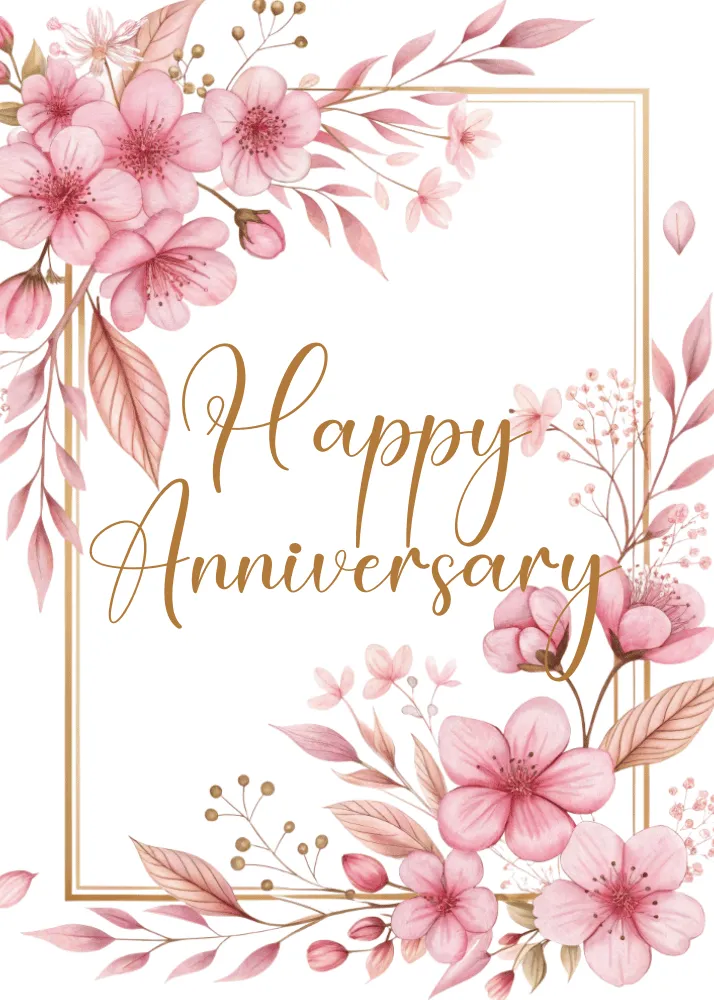 Happy Anniversary Card with Floral Border