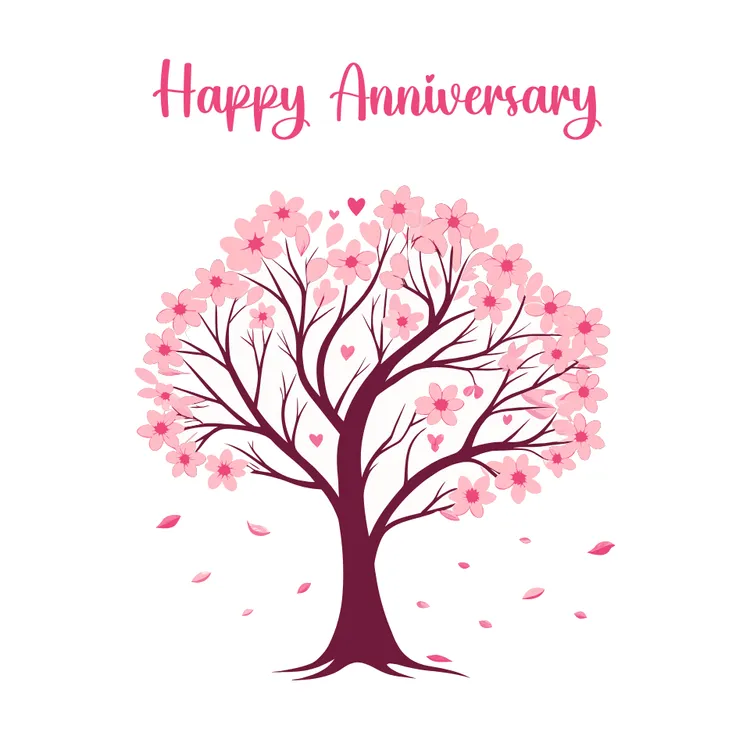 Cute Flowers Blossoming Happy Anniversary Card