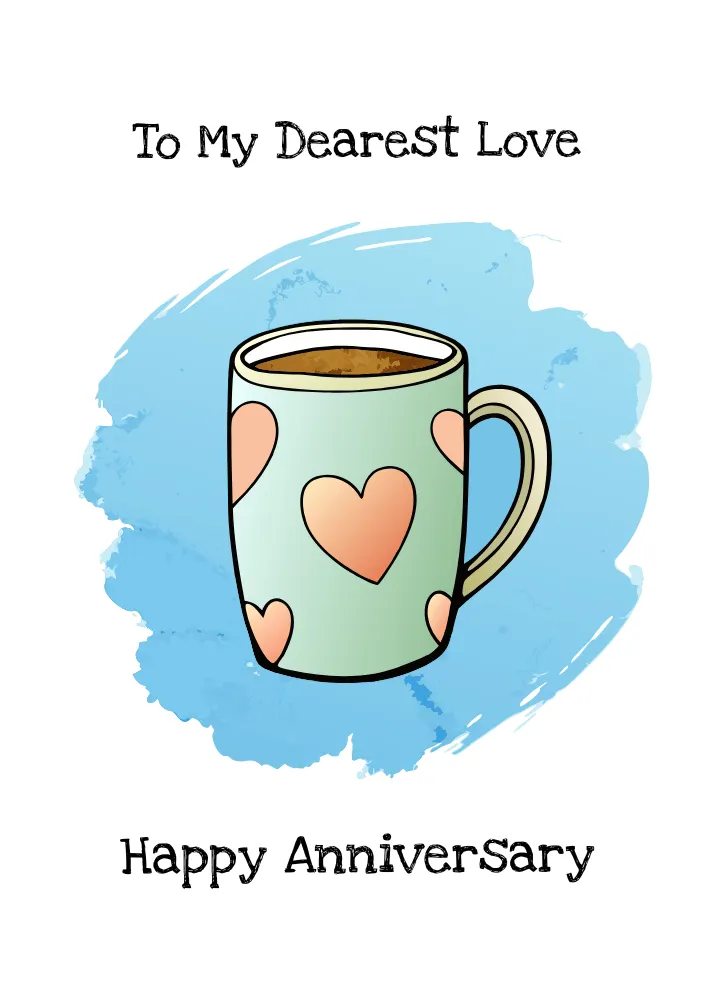 Coffee Cup Themed Anniversary Card