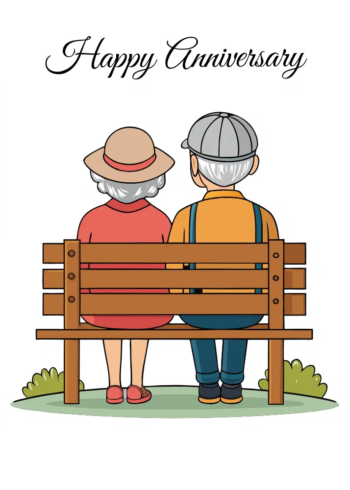 Printable Anniversary Cards - Cute Aged Couple