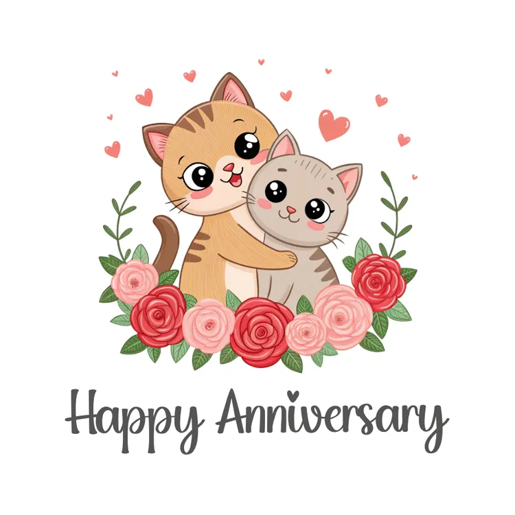 Cute Cat Couple Anniversary Card