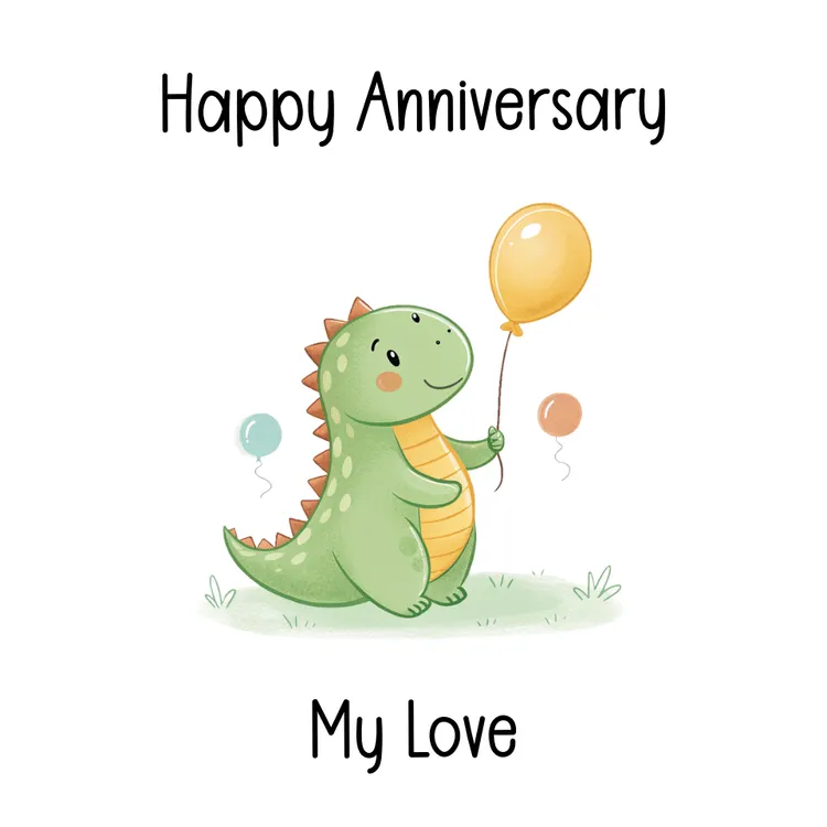 Dino with Love Anniversary Card