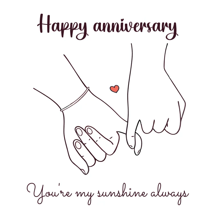 Romantic Holding Fingers Anniversary Card