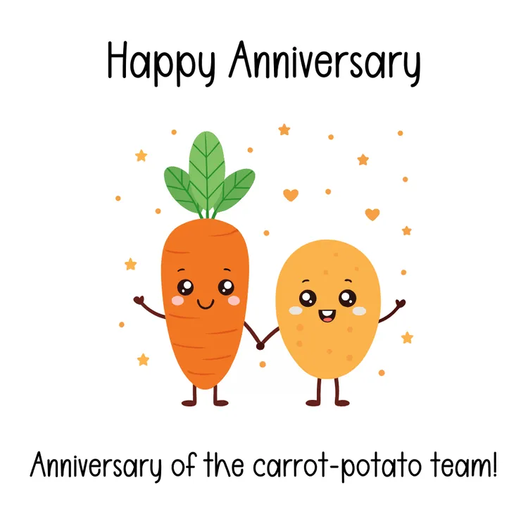Funny Carrot and Potato Team Anniversary Card