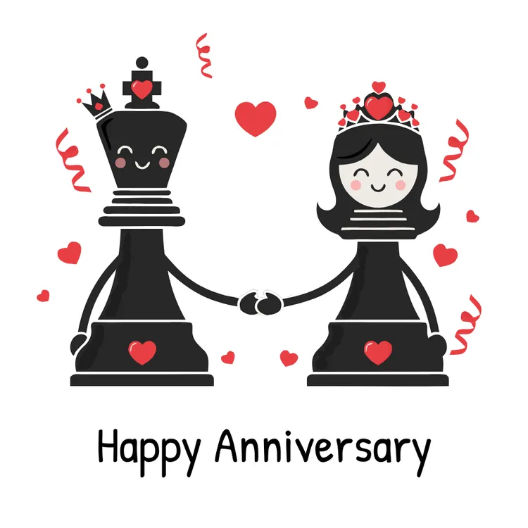 Funny Chess King and Queen Anniversary Card