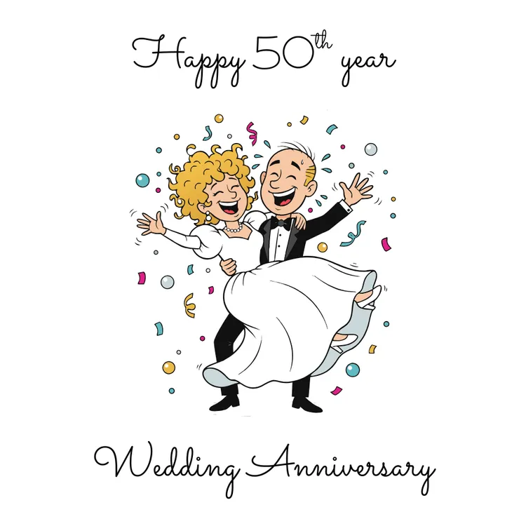 Printable Anniversary Cards Happy Couple 50th Year Wedding Card