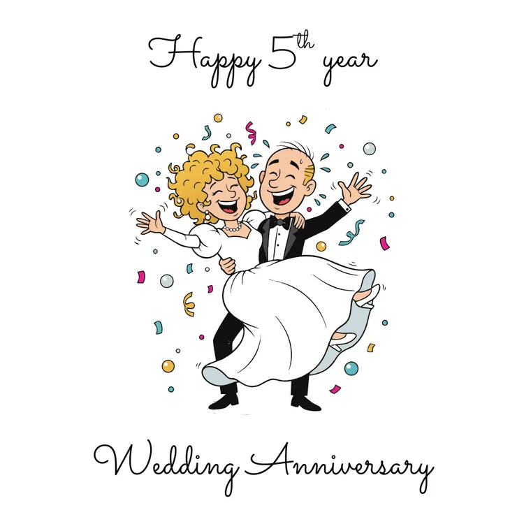 Printable Anniversary Cards Happy Couple 5th Year Wedding Card