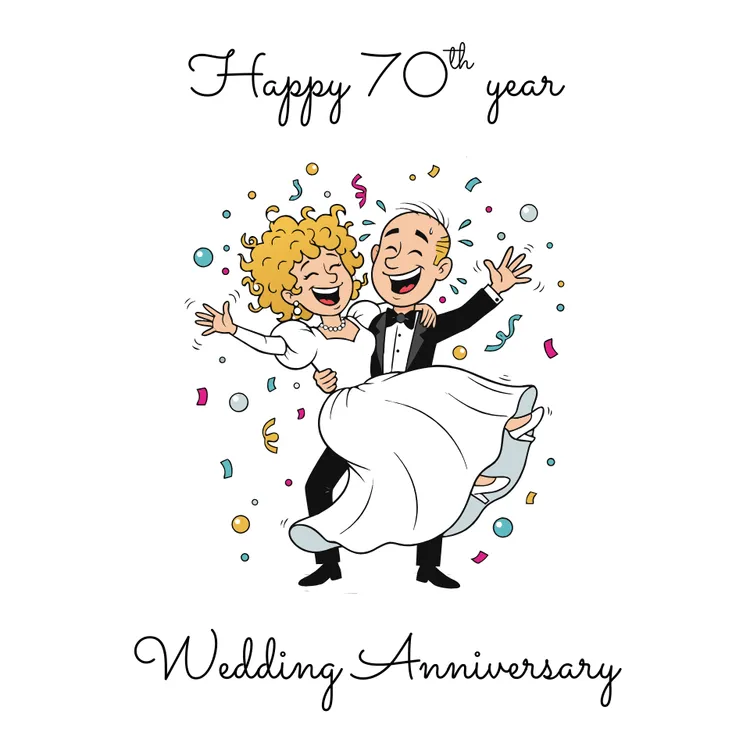 Printable Anniversary Cards Happy Couple 70th Year Wedding Card