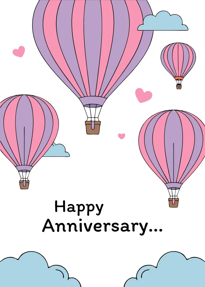 Happy Anniversary Hot Air Balloon Card