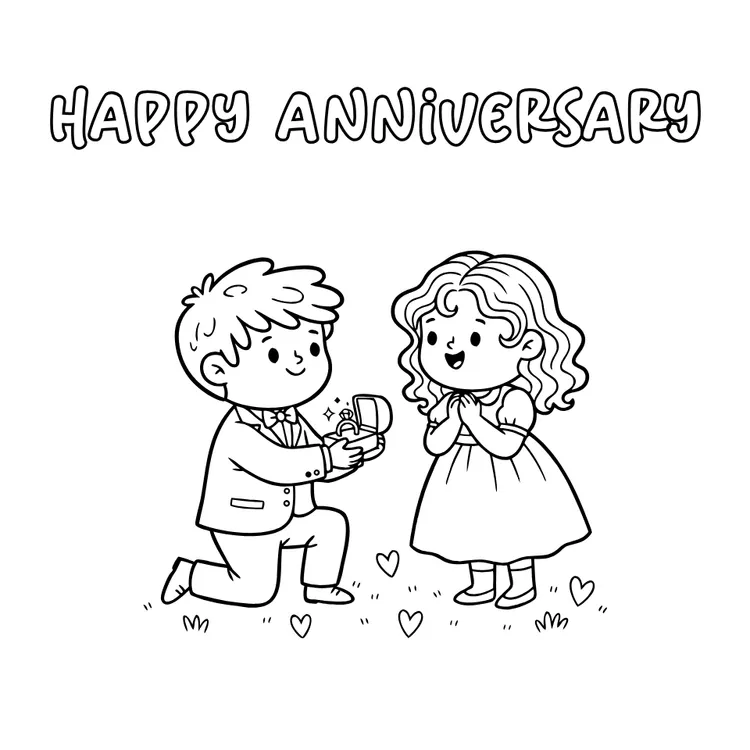 Color the Cute Couple Anniversary Card  