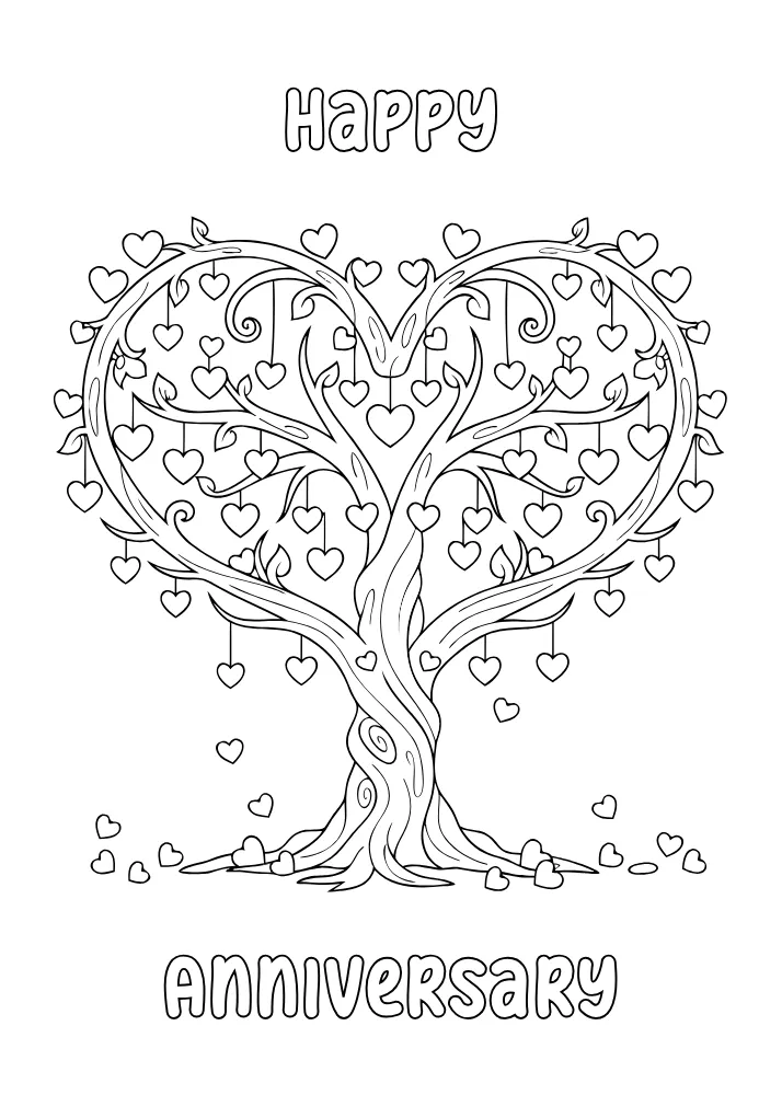 Heart Shape Tree Anniversary Card