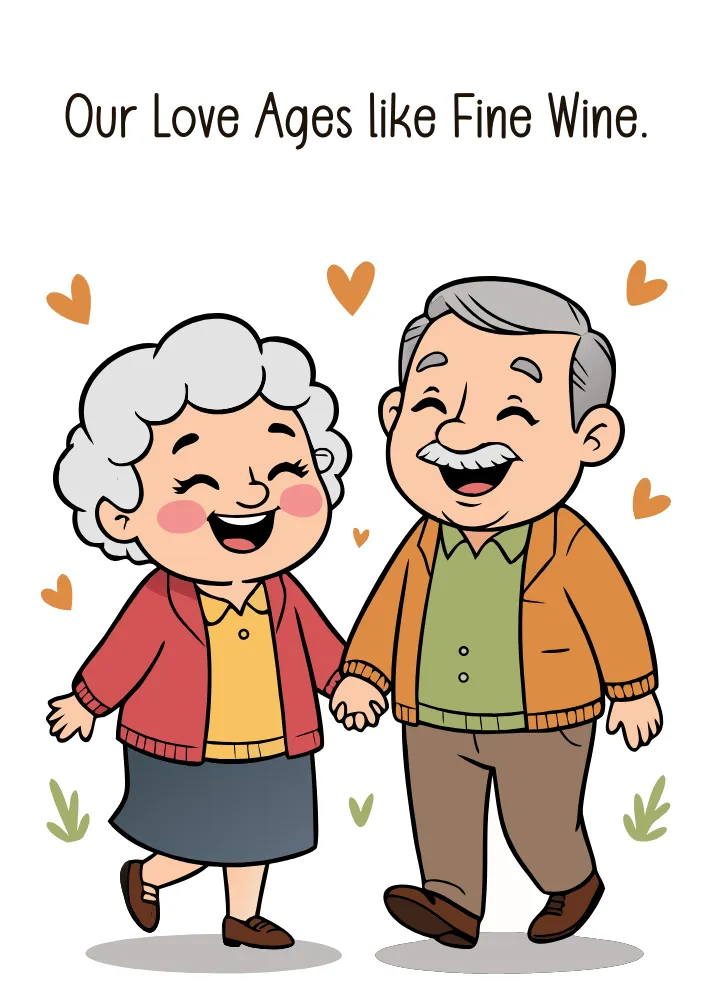 Cheerful Aged Couple Anniversary Card