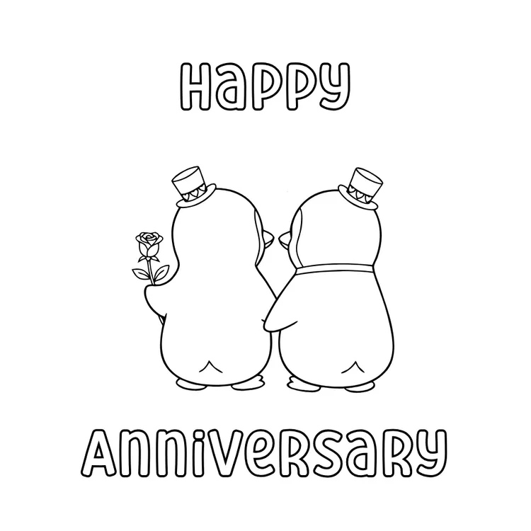 Lovely Penguin Couple Anniversary Card