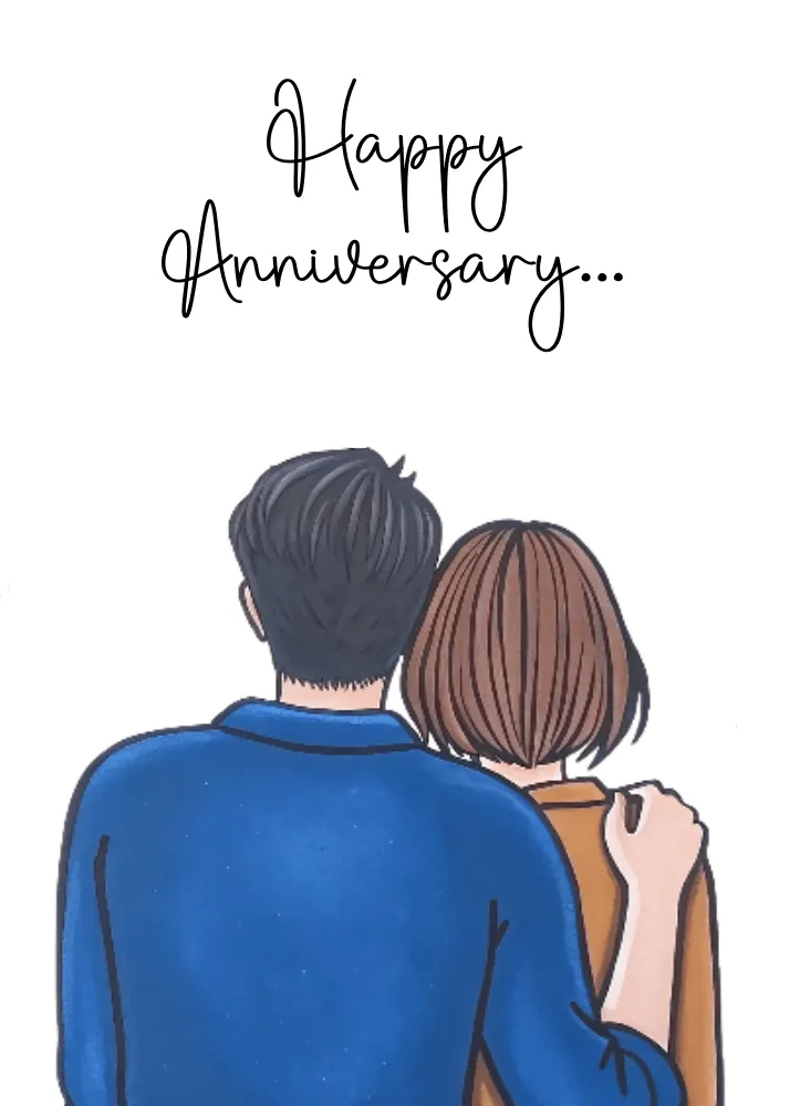 Young Romantic Couple Anniversary Card