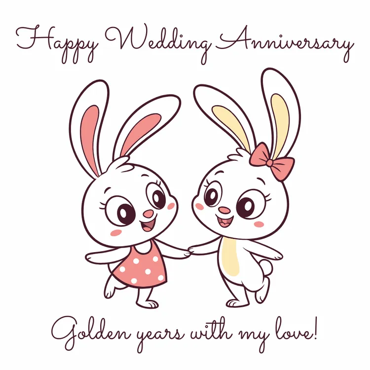 Cartoon Bunny Anniversary Card