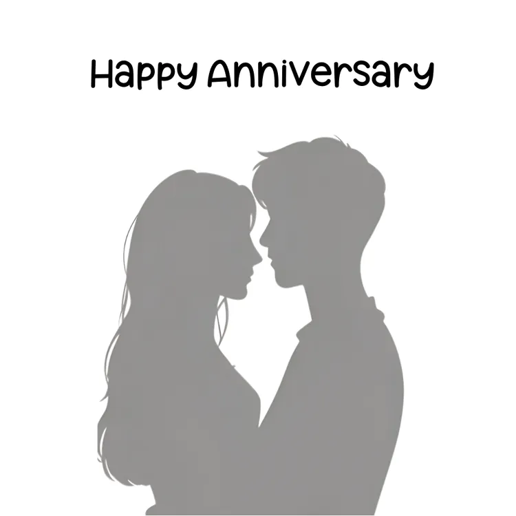 Romantic Couple Silhouette Happy Anniversary