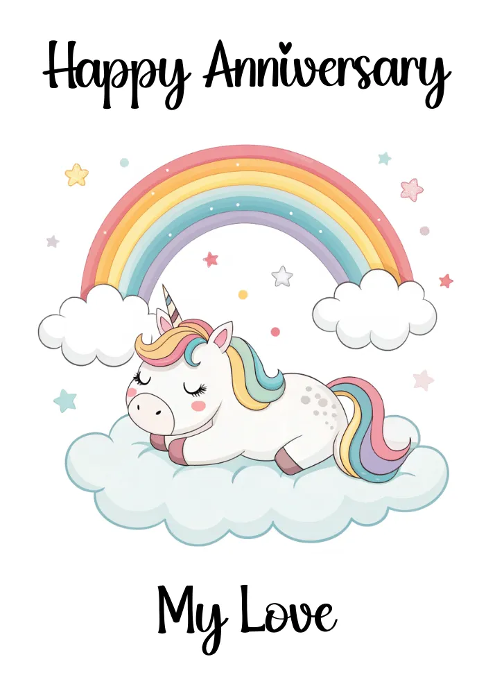 Unicorn Themed Anniversary Card