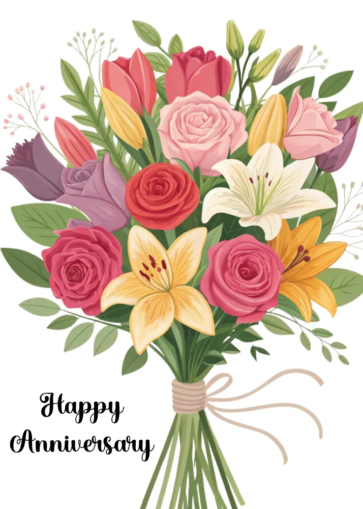 Floral Bouquet Anniversary Printable Card
