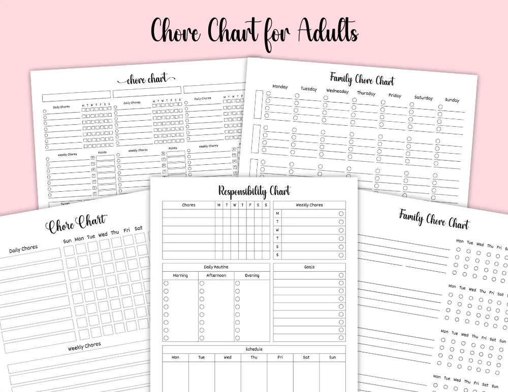 Printable Chore Chart for Adults