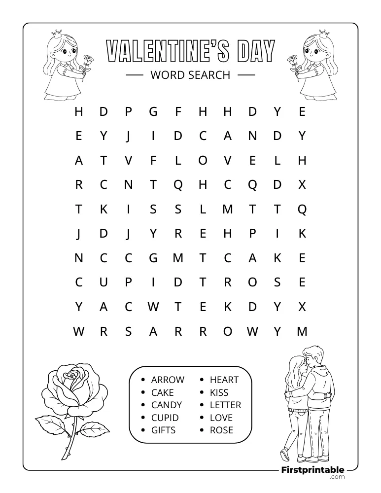Valentine's Day Word Search - Easy 01