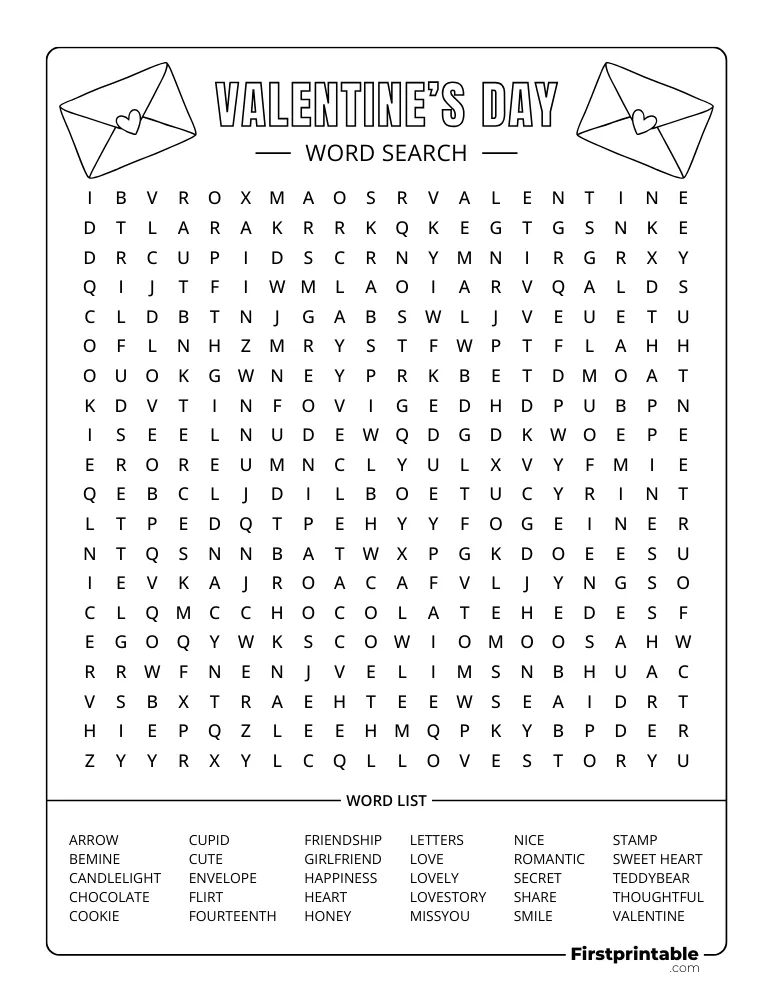 Valentine's Day Word Search - Hard 01