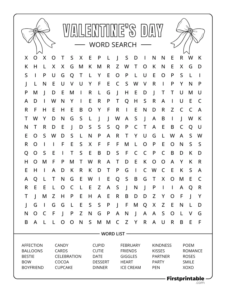 Valentine's Day Word Search - Hard 02