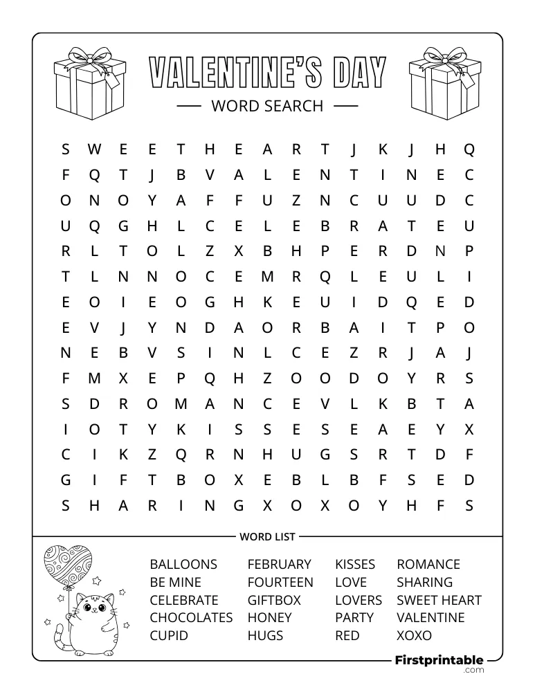 Valentine's Day Word Search - Medium 01