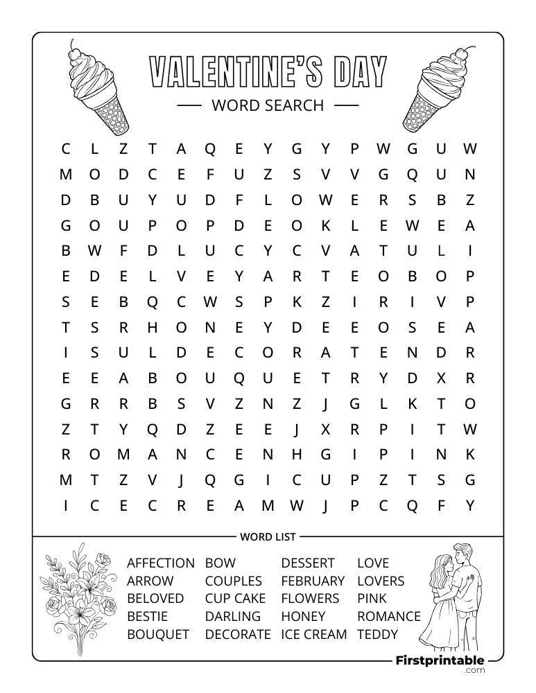 Valentine's Day Word Search - Medium 02
