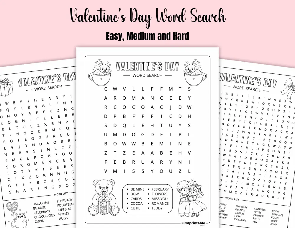 Printable Valentine's Day Word Search