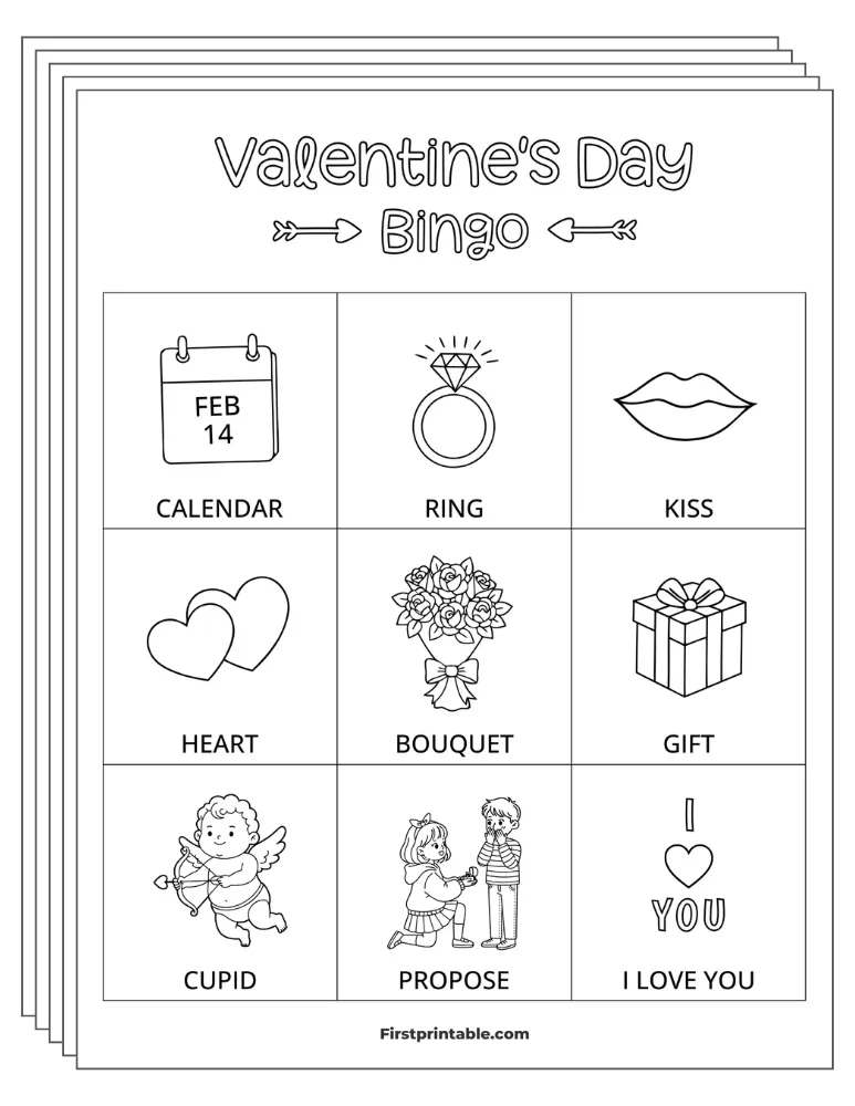 Valentine's Bingo Cards 02 - 3x3 (24 Cards)