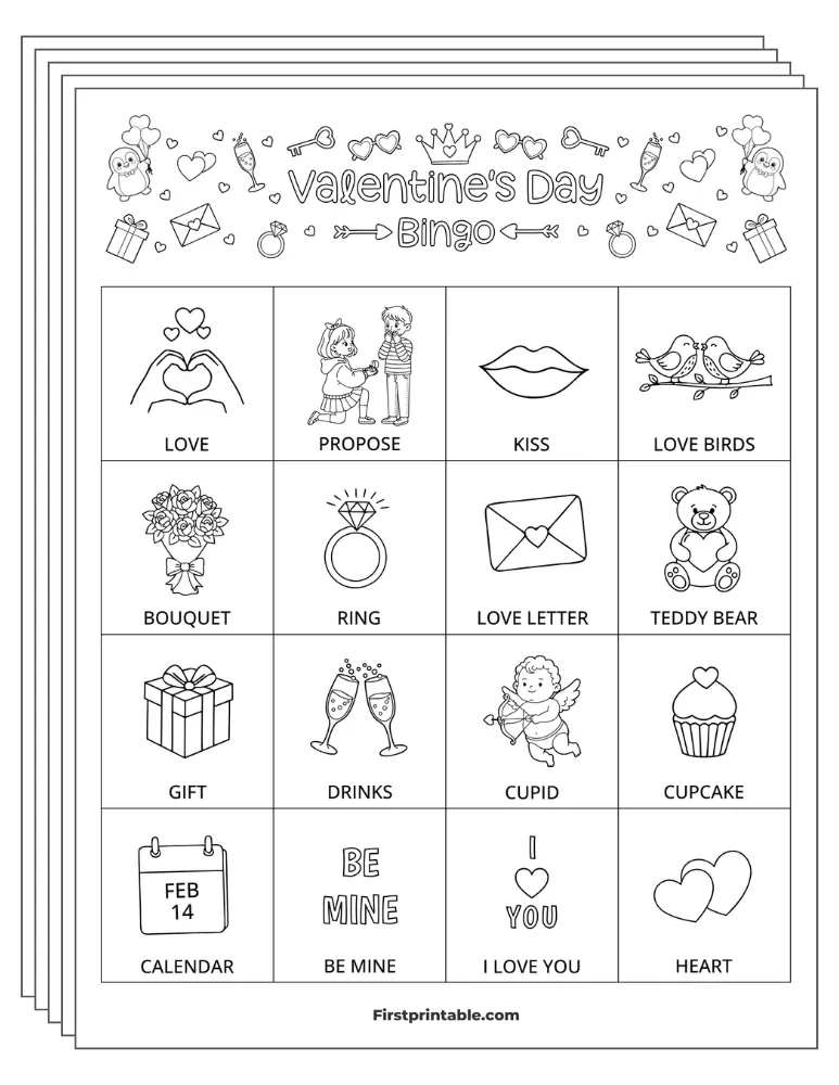 Valentine's Bingo Cards 02 - 4x4 (24 Cards)